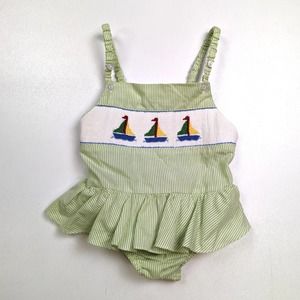 Silly Goose Seersucker Sunsuit Sz 2